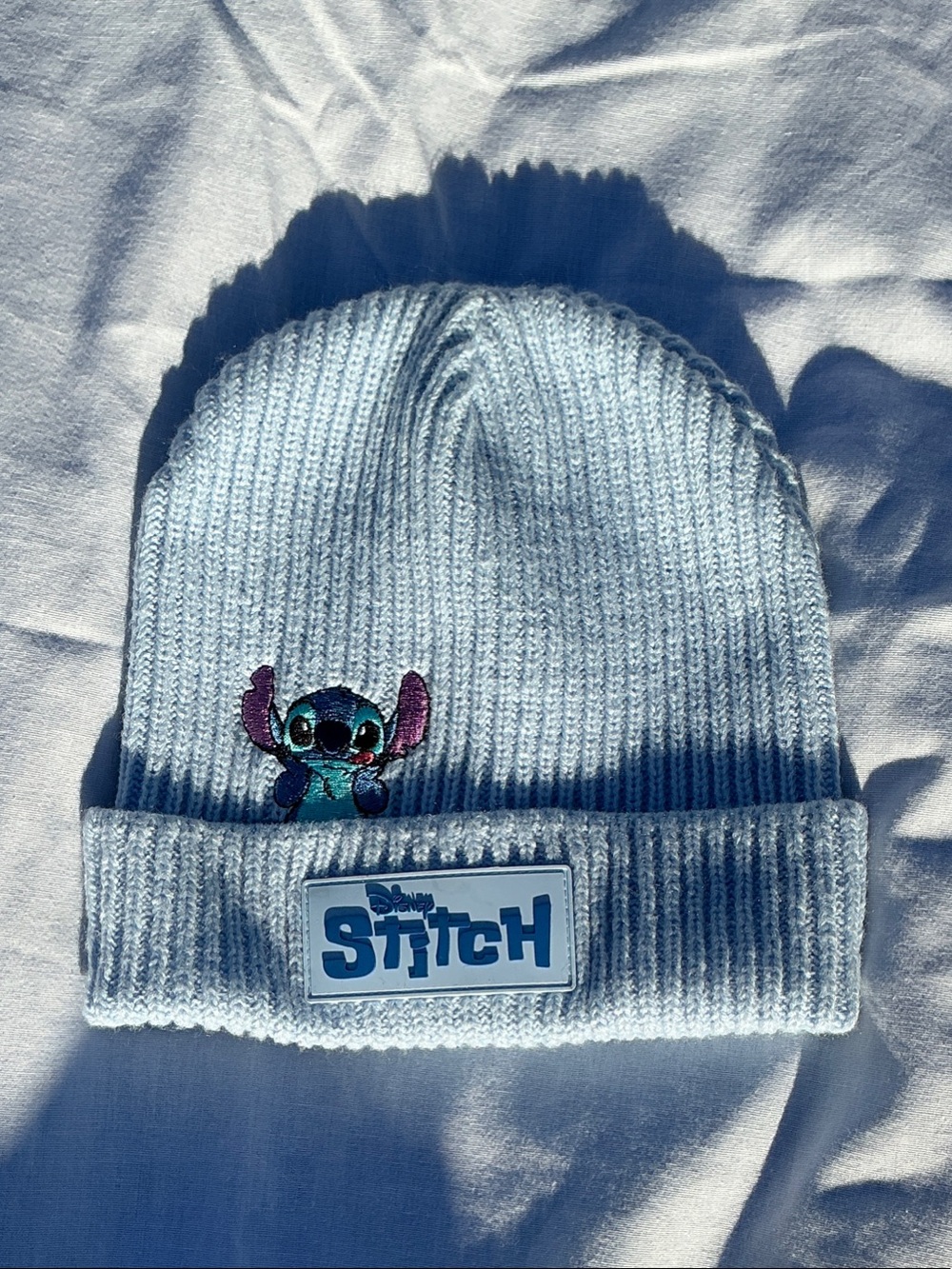 Disney Light Blue Stitch Embroidered Knit Beanie for Kids
